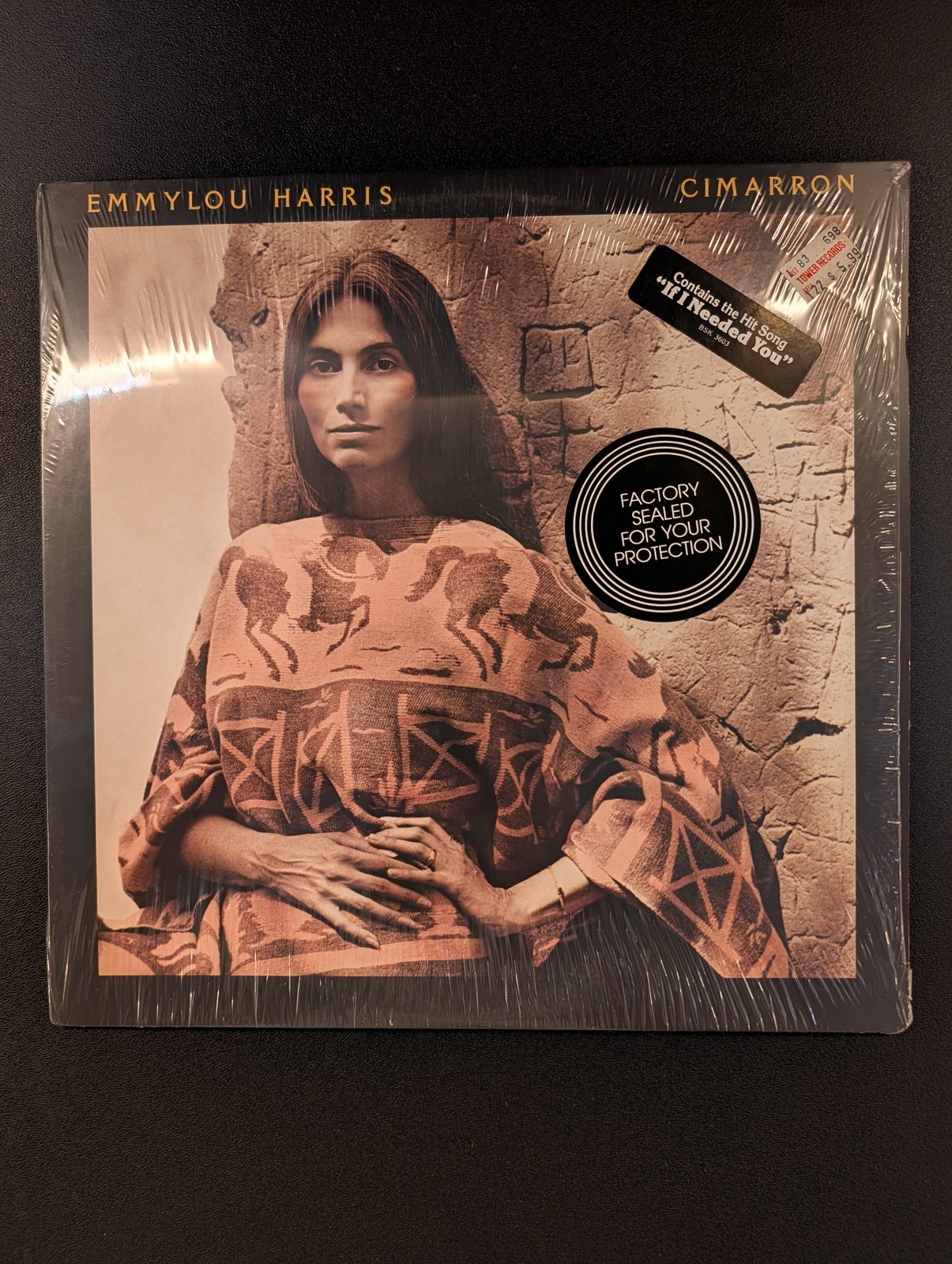 Emmylou Harris Cimarron LP in factory seal with 'Contains the Hit Song If I Needed You' sticker